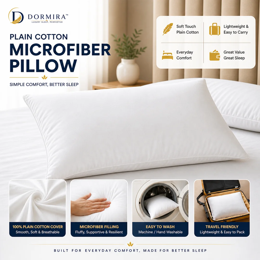 Dormira™ MicroFiber Pillow | Neck Support, Soft Comfort & Everyday Luxury Sleep